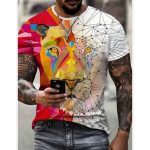 Graphic Tee Cycling Jersey‎ Lion Graphic Quick Dry XL